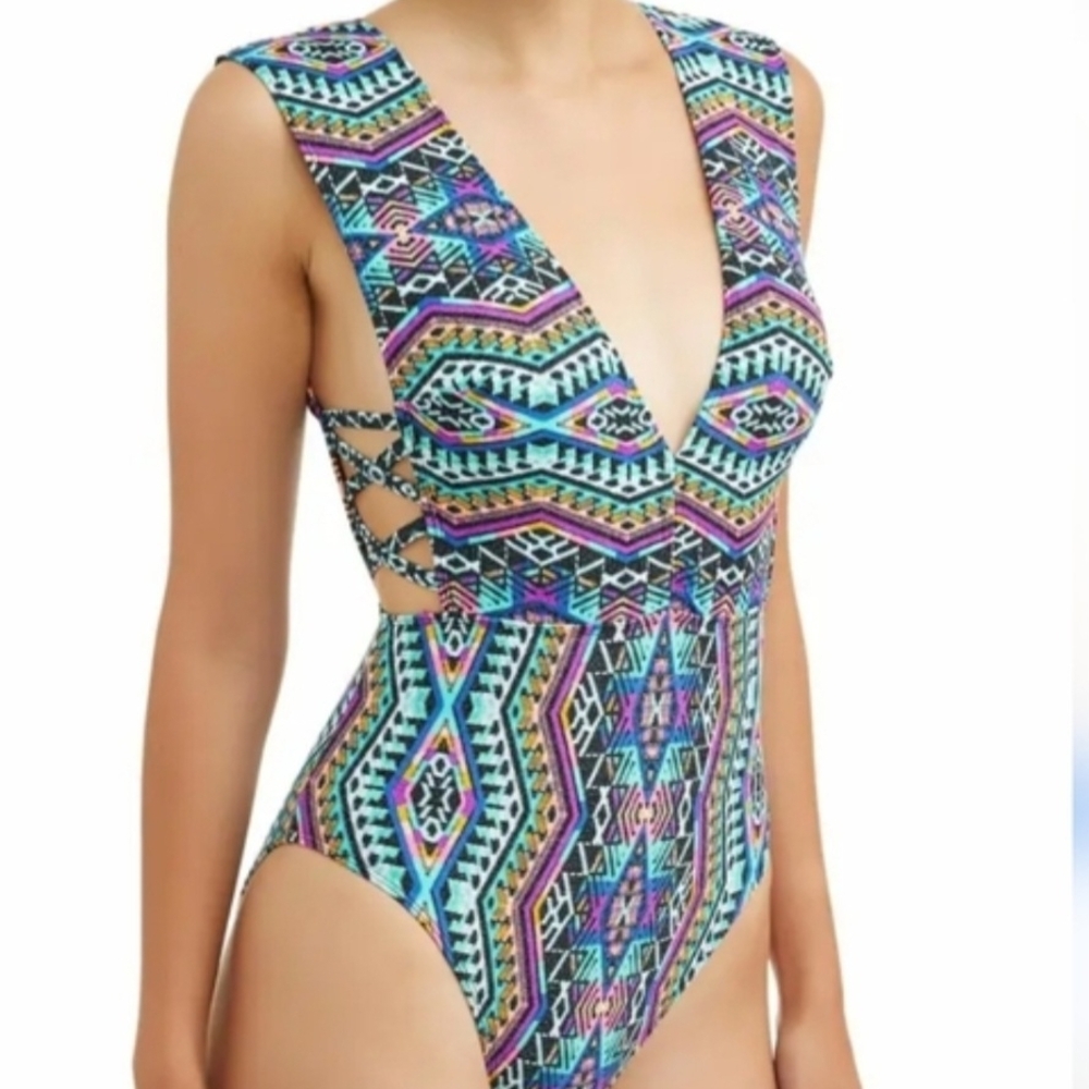 No Boundaries Vibrant Geometric One Piece Swimsuit